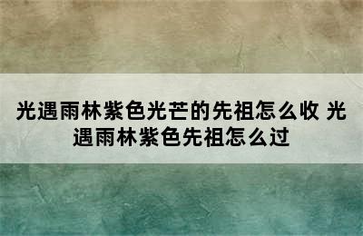 光遇雨林紫色光芒的先祖怎么收 光遇雨林紫色先祖怎么过